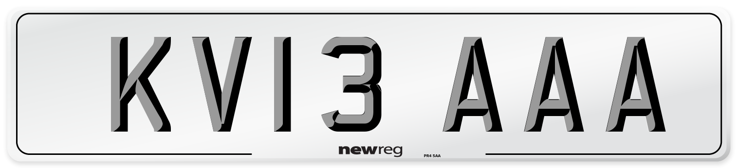KV13 AAA Number Plate from New Reg